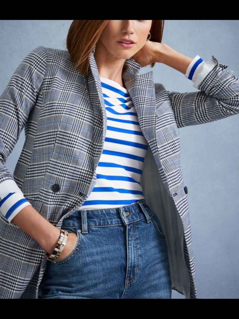 Talbots Gray Plaid Blazer, Size 2